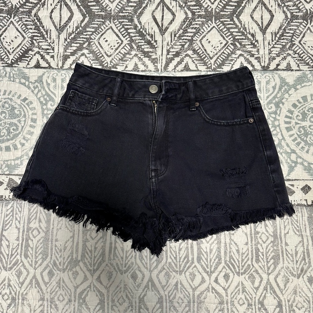 PacSun Black High Rise Festival Denim Shorts